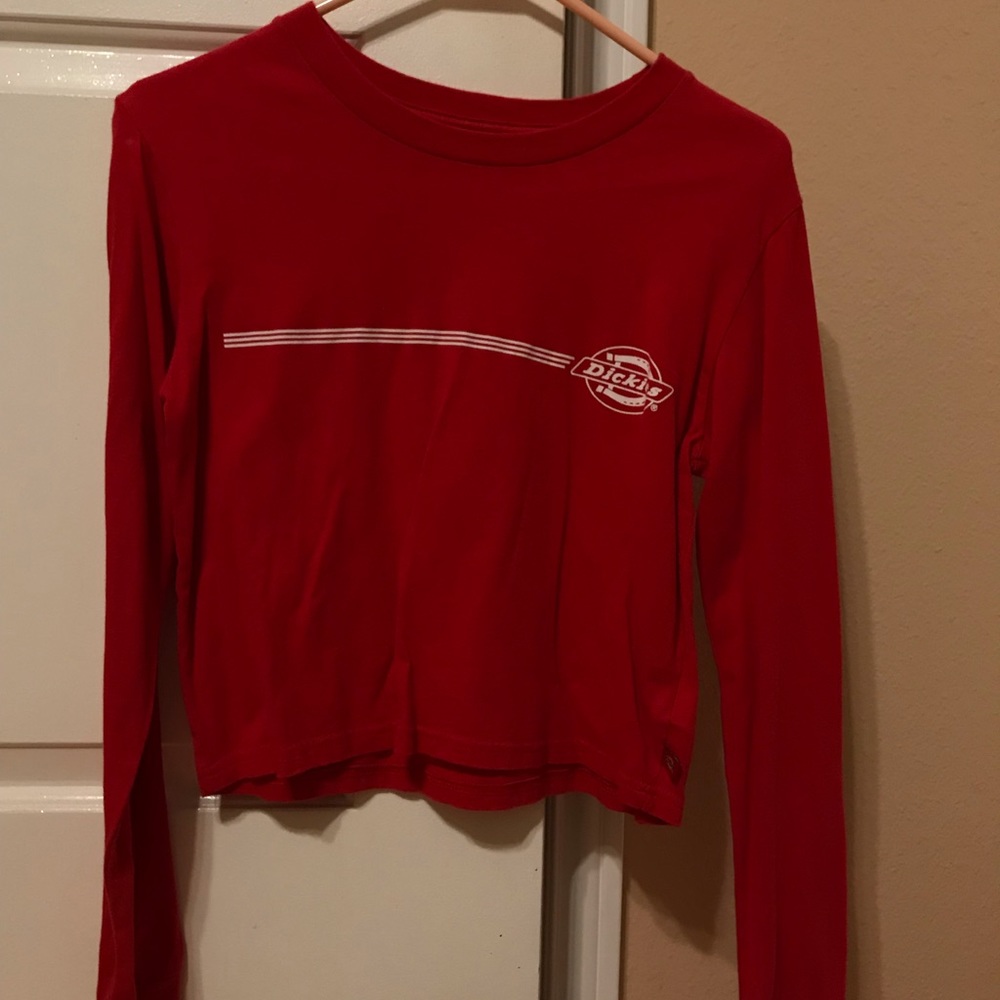 red cropped long sleeve